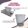 Kit Organizador de Mesa e Lixeira de Escritório - Prata - 4