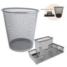 Kit Organizador de Mesa e Lixeira de Escritório - Prata - 2