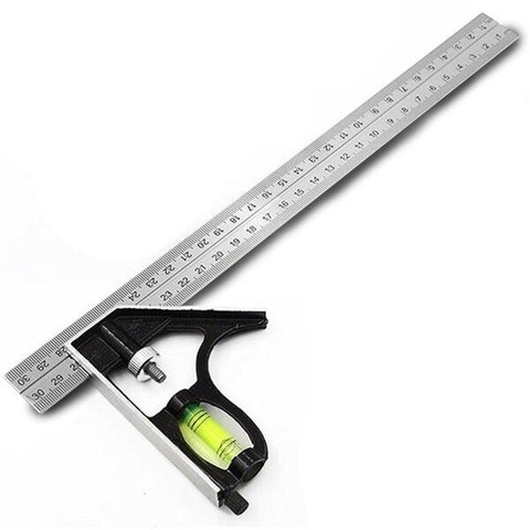 Esquadro Combinado Marcenaria Madeira Com Régua Carpinteiro