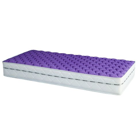 Colchão Solteiro Infantil Molas Ensacadas D26 Mili New 88x188cm Suporta 75kg Branco e Lilás Inmetro