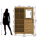 Ver imagem 2 de Cômoda Roupeiro Cristal com Espelho 2 Portas 4 Gavetas Nature 174cm Altura