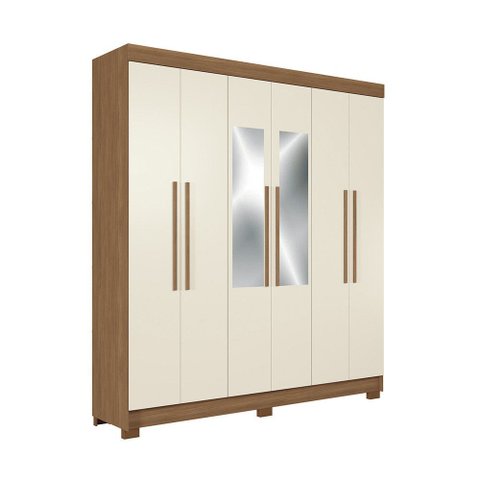 Guarda-roupa Casal 6 Portas 2 Gavetas com Espelho 194,40cm Toledo Santos Andirá