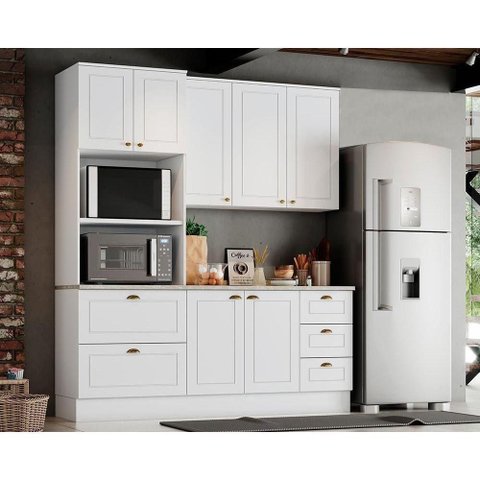 Kit Cozinha Modulada 4 Peças Americana 1 Aéreo + Balcão + 1 Paneleiro + 1 Complemento Cz125