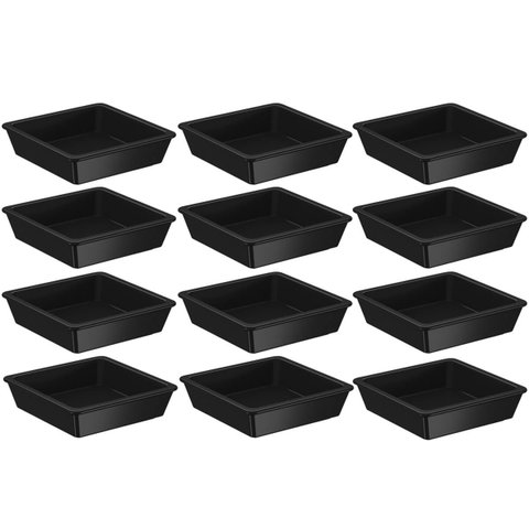 Kit 12 Porta Shoyu 50ml Molheiras Sushi 7,2cm Pretas Quadradas Uno Coza Polipropileno