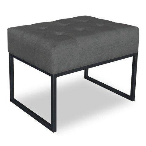 Puff Lisa Suede Base Metálica Industrial Preto - Pallazio Cor Grafite