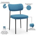 Ver imagem 4 de Kit 04 Cadeiras Estofadas para Sala de Jantar Melina L02 Linho Azul - Lyam Decor