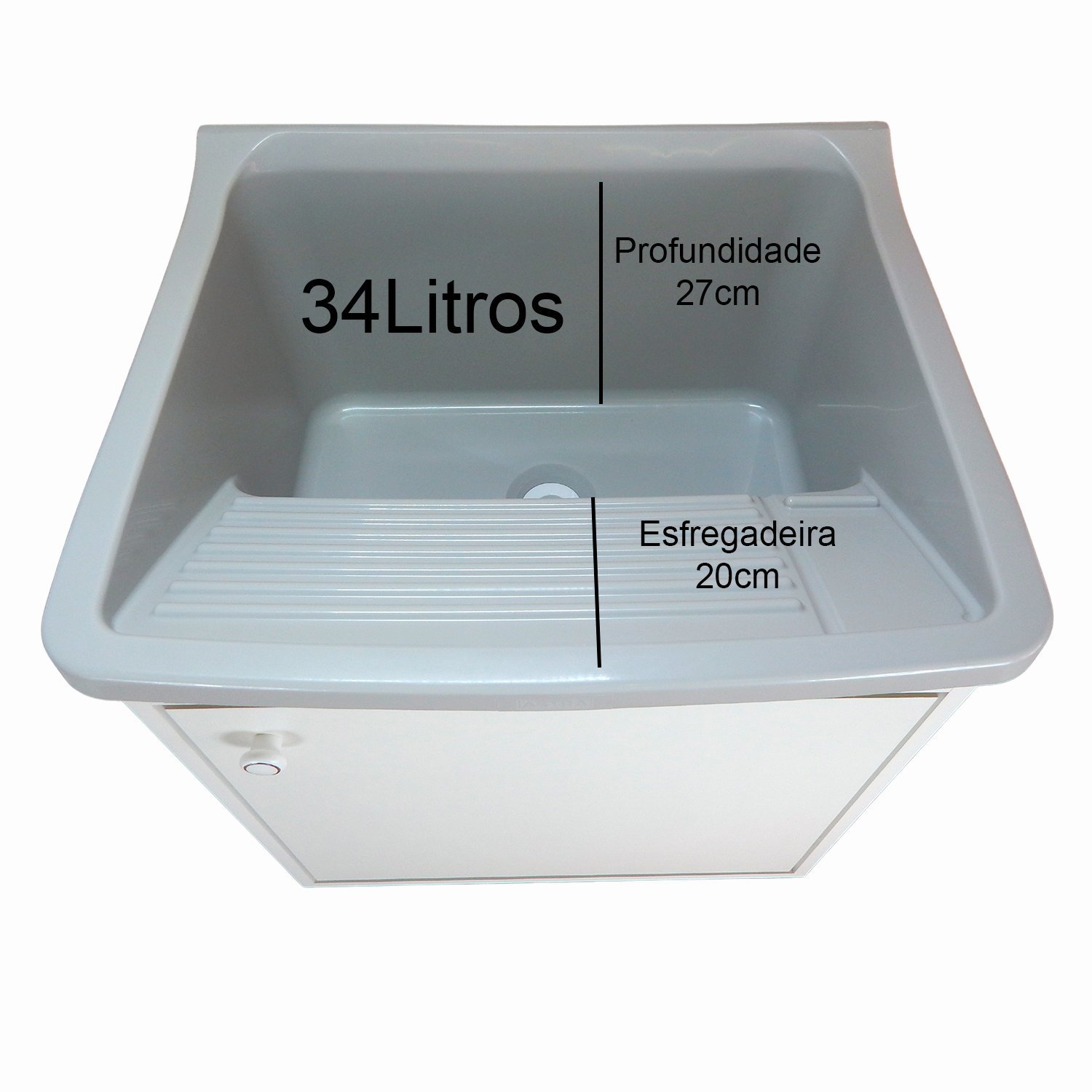 Tanque De Lavar Roupa Pequeno 34l De Parede Gabinete Mdf Cor: Tanque ...