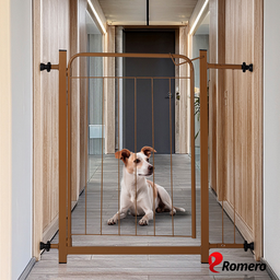 Portão Pet Cães Bebês Largo 69 a 84cm Extensor 10cm Marrom - 7