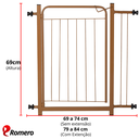 Ver imagem 2 de Portão Pet Cães Bebês Largo 69 a 84cm Extensor 10cm Marrom