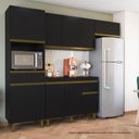 Ver imagem 4 de Paneleiro p/ Forno Cozinhas Moob 2 Portas 1 Gaveta Puxador Cava - Preto