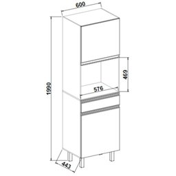 Paneleiro p/ Forno Cozinhas Moob 2 Portas 1 Gaveta Puxador Cava - Preto - 3 Paneleiro p/ Forno Cozinhas Moob 2 Portas 1 Gaveta Puxador Cava - Preto - 3
