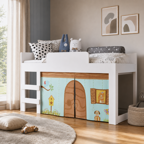 Cama Infantil 93,2cm c/ Protetor e Cortina CM088 Art In Móveis