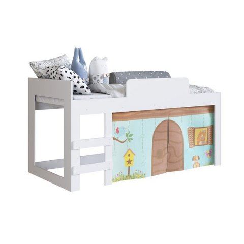 Cama Infantil 93,2cm C/ Protetor e Cortina Cm088 Art In Móveis