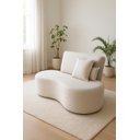 Ver imagem 1 de Sofá Dubai Curvo 2 Lugares Feijão Forma Orgânica Linho Bege Claro