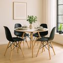 Ver imagem 1 de Conjunto Mesa Eames 90cm Branca com 4 Cadeiras em Polipropileno Pretas Dsw
