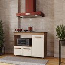 Ver imagem 1 de Balcão Cooktop Ana 114cm 3 Portas em Mdp Pés Pintura Uv Cor:off White;tamanho:4 Bocas