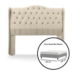 Cabeceira Estofada 1.60 para Cama Box Queen Capitonê Dubai Suede Areia - Lh Móveis - 8