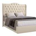 Ver imagem 3 de Cabeceira Estofada 1.60 para Cama Box Queen Capitonê Dubai Suede Areia - Lh Móveis