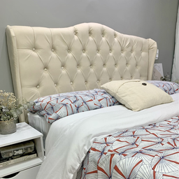 Cabeceira Estofada 1.60 para Cama Box Queen Capitonê Dubai Suede Areia - Lh Móveis - 5
