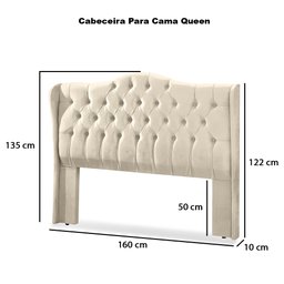 Cabeceira Estofada 1.60 para Cama Box Queen Capitonê Dubai Suede Areia - Lh Móveis - 9