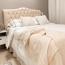 Cabeceira Estofada 1.60 para Cama Box Queen Capitonê Dubai Suede Areia - Lh Móveis - 4