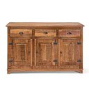 Ver imagem 1 de Buffet Arca Rústico Decorativo em Madeira Maciça 3 Portas e 3 Gavetas - Natural - Bege