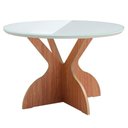 Ver imagem 4 de Mesa de Jantar Dalla Costa 4 Lugares Redonda com Tampo de Vidro 115cm Off White com Freijó