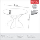 Ver imagem 2 de Mesa de Jantar Dalla Costa 4 Lugares Redonda com Tampo de Vidro 115cm Off White com Freijó