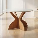 Ver imagem 3 de Mesa de Jantar Dalla Costa 4 Lugares Redonda com Tampo de Vidro 115cm Off White com Freijó