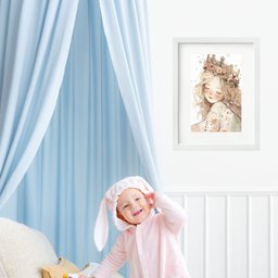 Quadro Infantil Grande Menina Princesa - 60x48cm:moldura Branca - 1