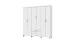 Ver imagem 1 de Guarda Roupa 6 Portas 3 Gavetas Cabideiro Prateleira Titan Branco Flex