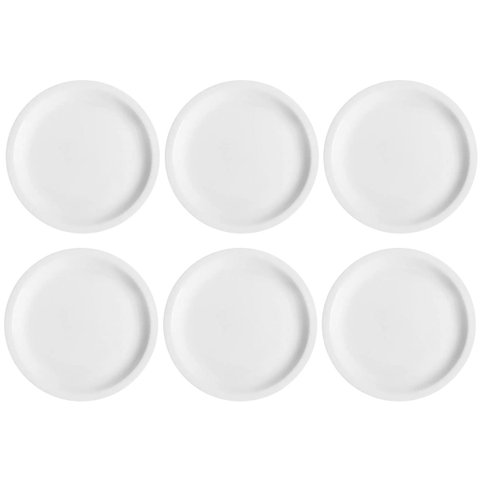 Jogo 6 Pratos de Sobremesa em Porcelana 19cm Classe Única Iguaçu Germer Branco