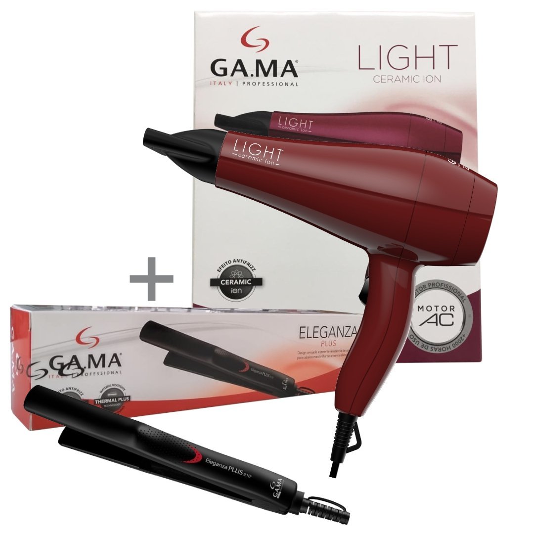 KIT GAMA 220V - SECADOR DE CABELO LIGHT CERAMIC ION 2000W MOTOR AC ...