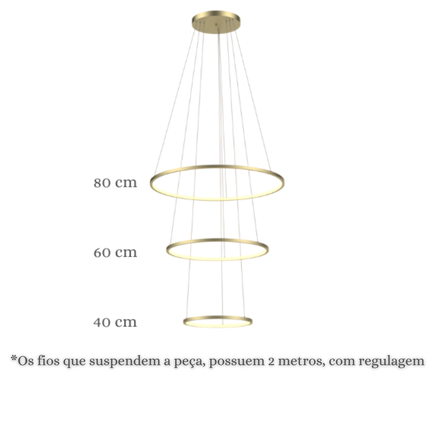 Lustre Pendente Anel de Led Hoop 3 Argolas Aros em Alumínio 78W - 2