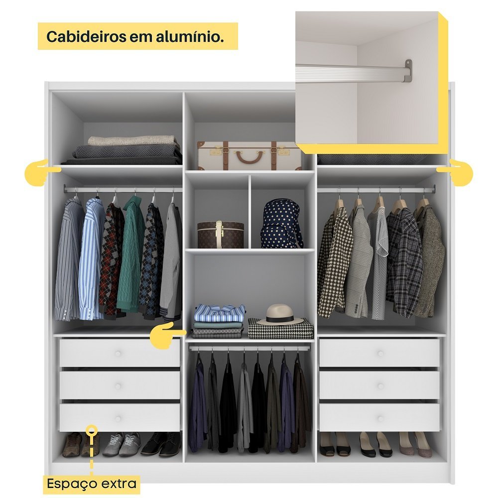 Guarda Roupa Casal 100% Mdf 6 Portas 6 Gavetas Realeza Tcil Tcil Móveis Guarda Roupa Casal Realeza 1 - 7