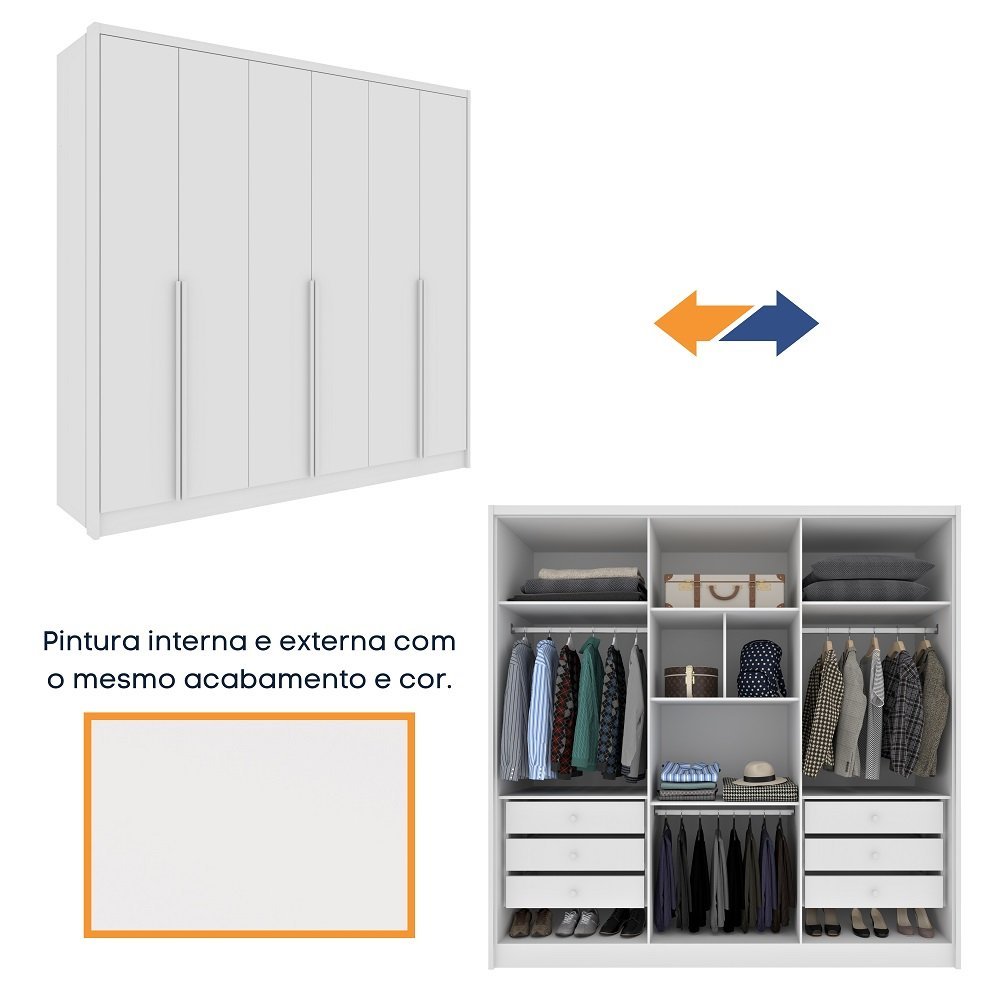 Guarda Roupa Casal 100% Mdf 6 Portas 6 Gavetas Realeza Tcil Tcil Móveis Guarda Roupa Casal Realeza 1 - 10