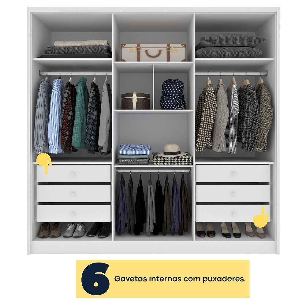 Guarda Roupa Casal 100% Mdf 6 Portas 6 Gavetas Realeza Tcil Tcil Móveis Guarda Roupa Casal Realeza 1 - 8