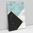 Ver imagem 2 de Quadro Decorativo em Canvas Geométrico Efeito Mármore Azul, Preto e Branco TaColado Chassi 120 x 80c