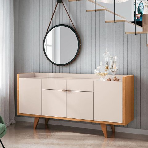 Buffet Balcão Decorativo Albani Sala de Jantar Off White/cinamomo G26 - Gran Belo
