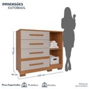 Ver imagem 3 de Cômoda Infantil 4 Gavetas 1 Porta Aurora Espresso Móveis Marrom/Cinamomo/Off White