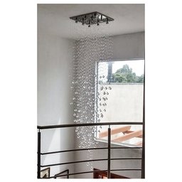 Lustre de Cristal Legítimo Pé Direito Duplo 1,5 Metro de Alt - Transparente - 1