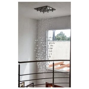 Lustre de Cristal Legítimo Pé Direito Duplo 1,5 Metro de Alt - Transparente