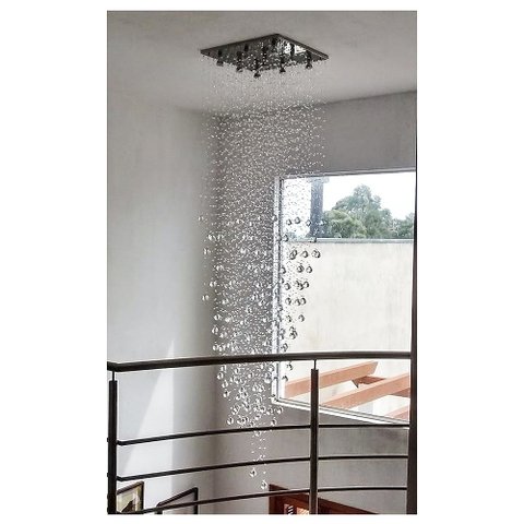 Lustre de Cristal Legítimo Pé Direito Duplo 1,5 Metro de Alt - Transparente