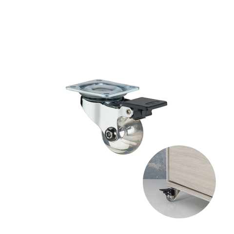 Rodizio ou Rodinha Mk Armário Gel Transparente 35mm com Trava