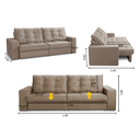 Ver imagem 2 de Sofá Retrátil 2 Lug 1,90m com Molas Mara Suede Cappuccino