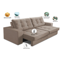Ver imagem 3 de Sofá Retrátil 2 Lug 1,90m com Molas Mara Suede Cappuccino