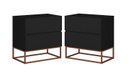 Ver imagem 4 de Kit 2 Mesas de Cabeceira Preta 2 Gavetas Eros 45cm com Pés de Ferro Industrial Design Moderno