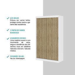 Guarda-roupa Infantil Noah 2 Portas de Correr 2 Gavetas Branco Carraro - 4