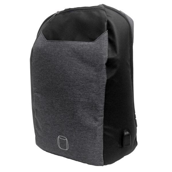 Mochila Usb Anti Roubo Furto Com Cadeado Leptop Carregador Cinza - 5