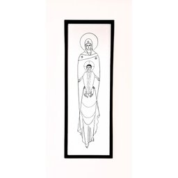 Quadro Mãe de Deus Moldura Preta 33cm X 93cm - 2